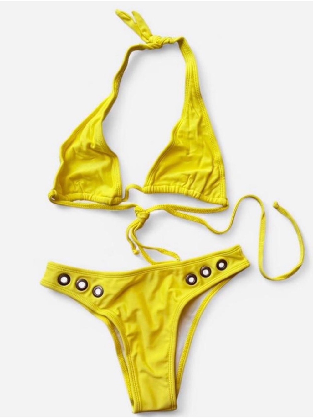 Yellow Grommet Triangle Bikini Set - NWOT
